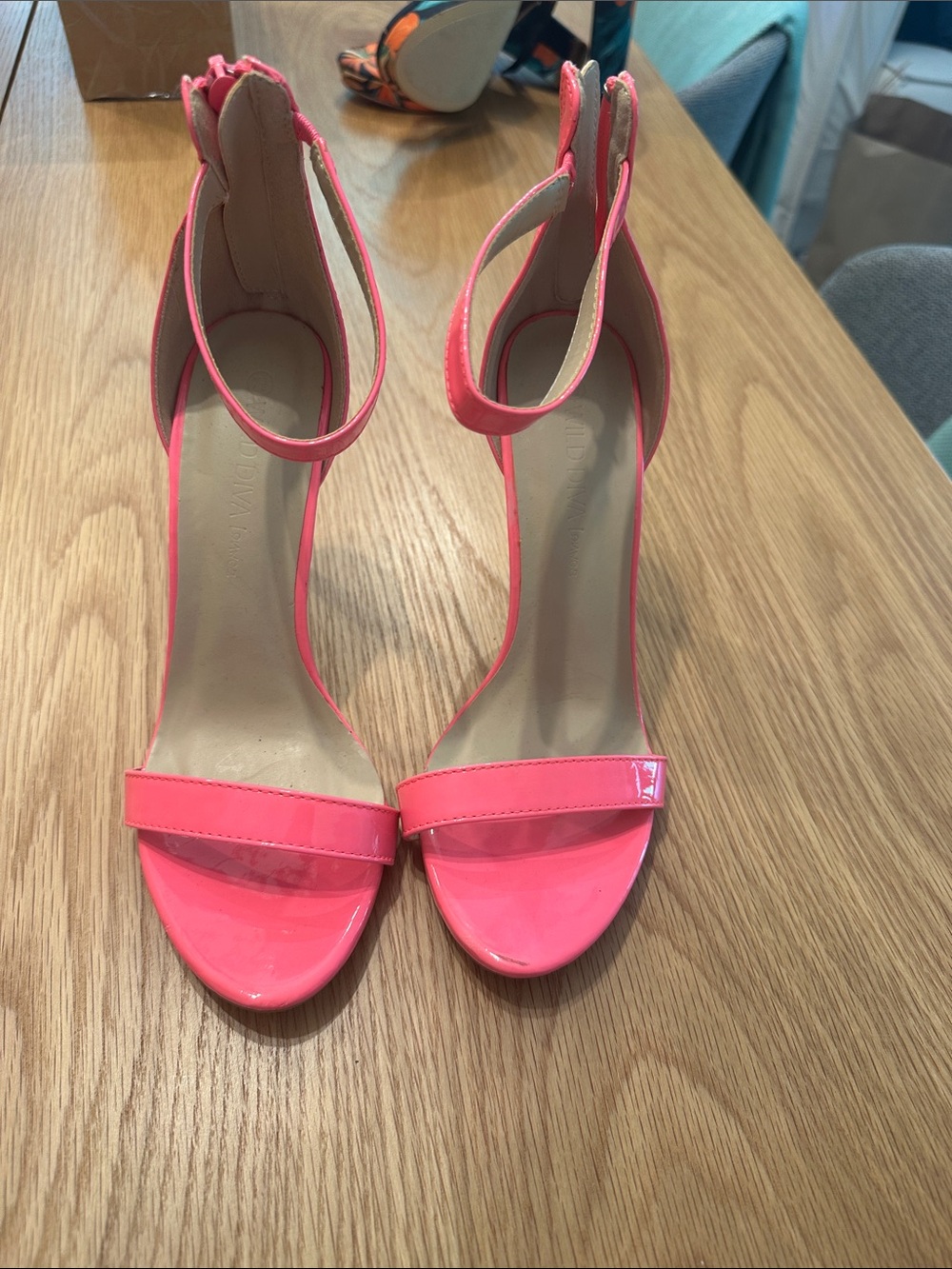 Wild Diva Neon Pink Ankle-Strap Stiletto Heels